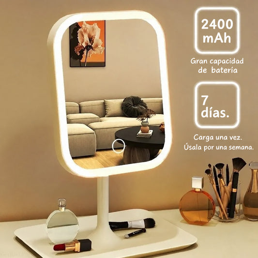 Espejo de Maquillaje con Luz LED de 3 Tonos y Control Táctil