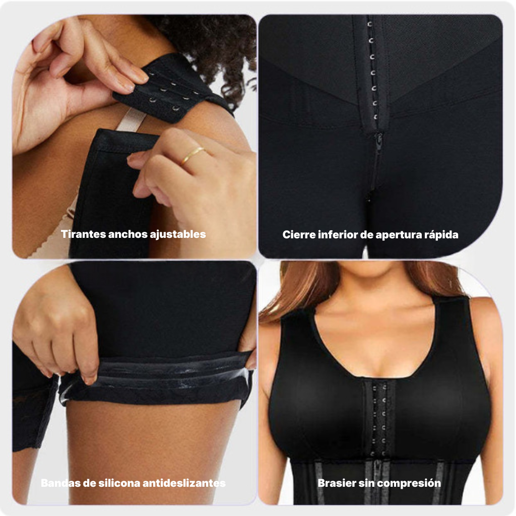 Fajas moldeadoras para mujer, doble compresión posparto con cierre y ganchos