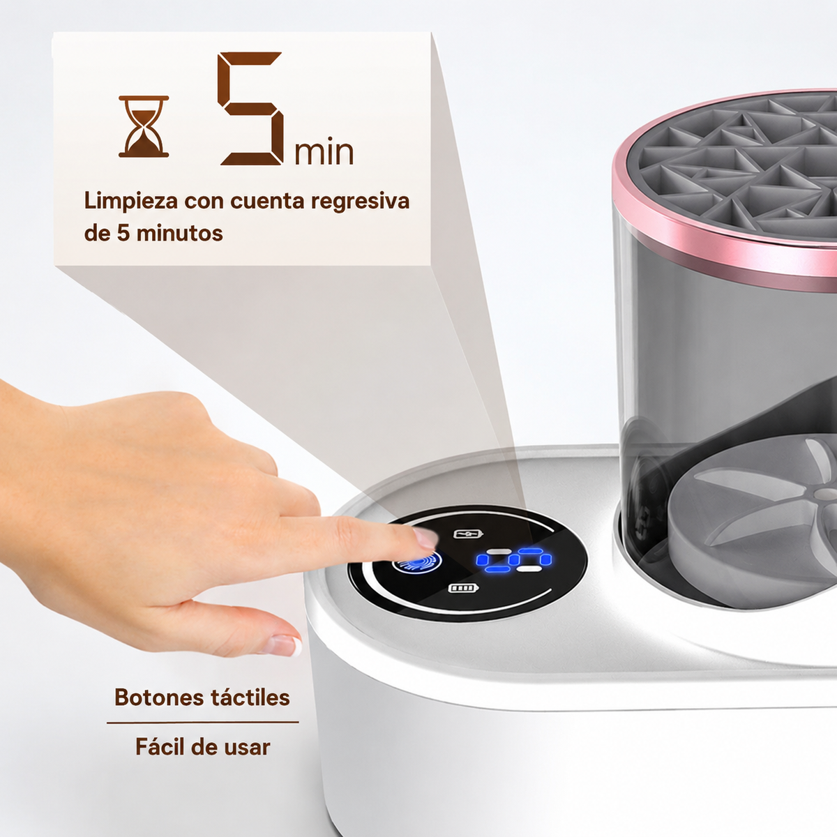 Limpiador eléctrico recargable para brochas de maquillaje
