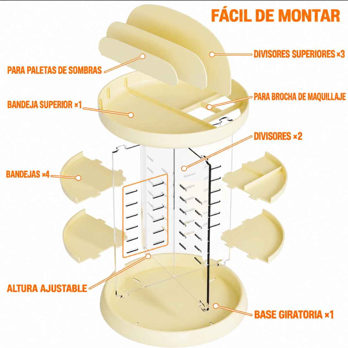 Organizador de Maquillaje Giratorio 360° Ajustable