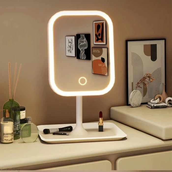 Espejo de Maquillaje con Luz LED de 3 Tonos y Control Táctil