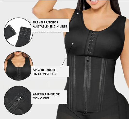 Fajas moldeadoras para mujer, doble compresión posparto con cierre y ganchos